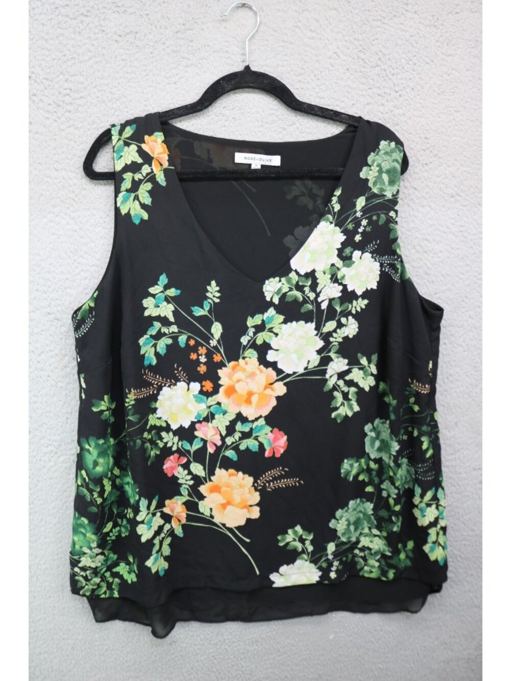 Rose & Olive Sleeveless Dark Florals Chiffon Tunic-Lined-1X-Whimsigoth-Fairy